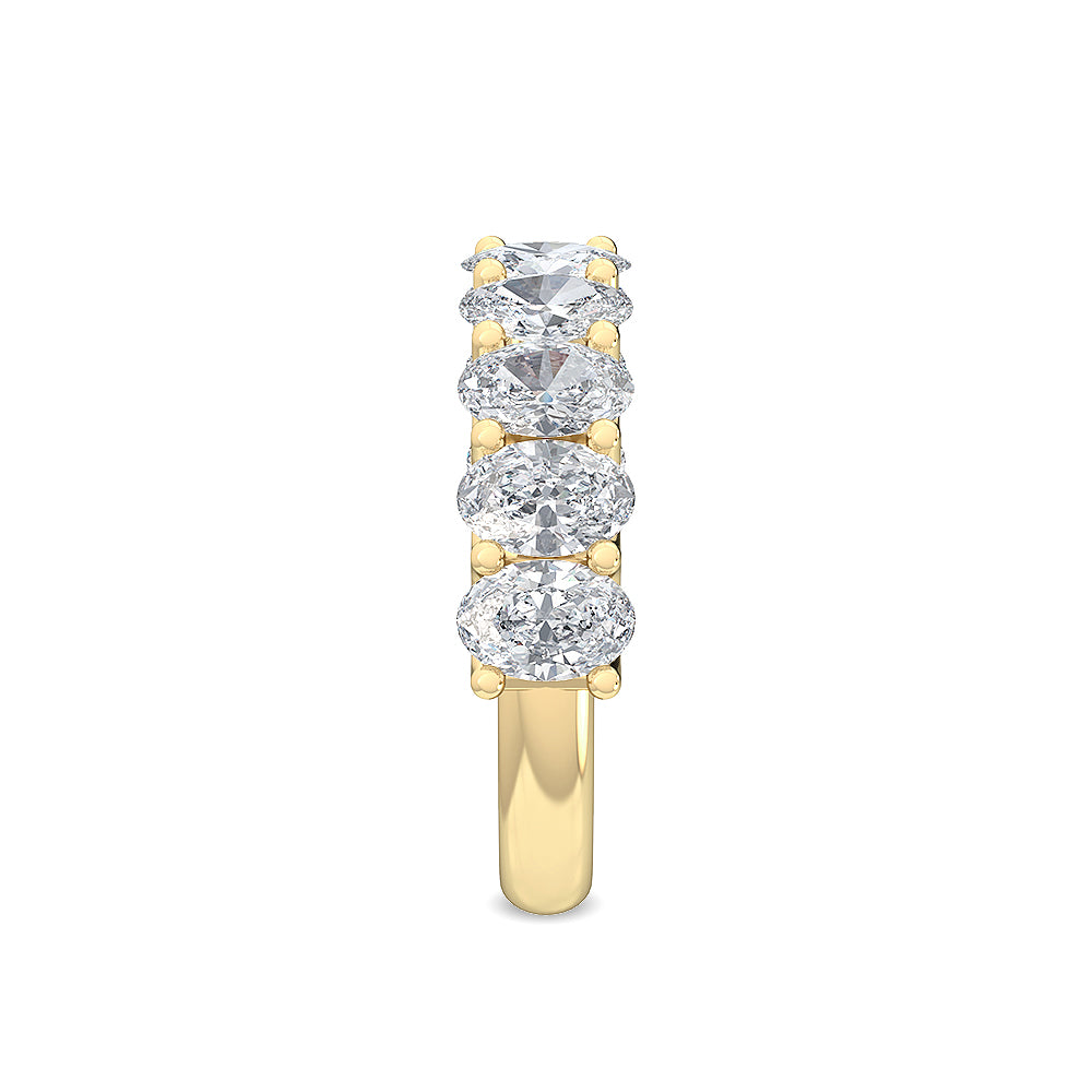 14 Stone Oval Band - yellow gold - side/angle view