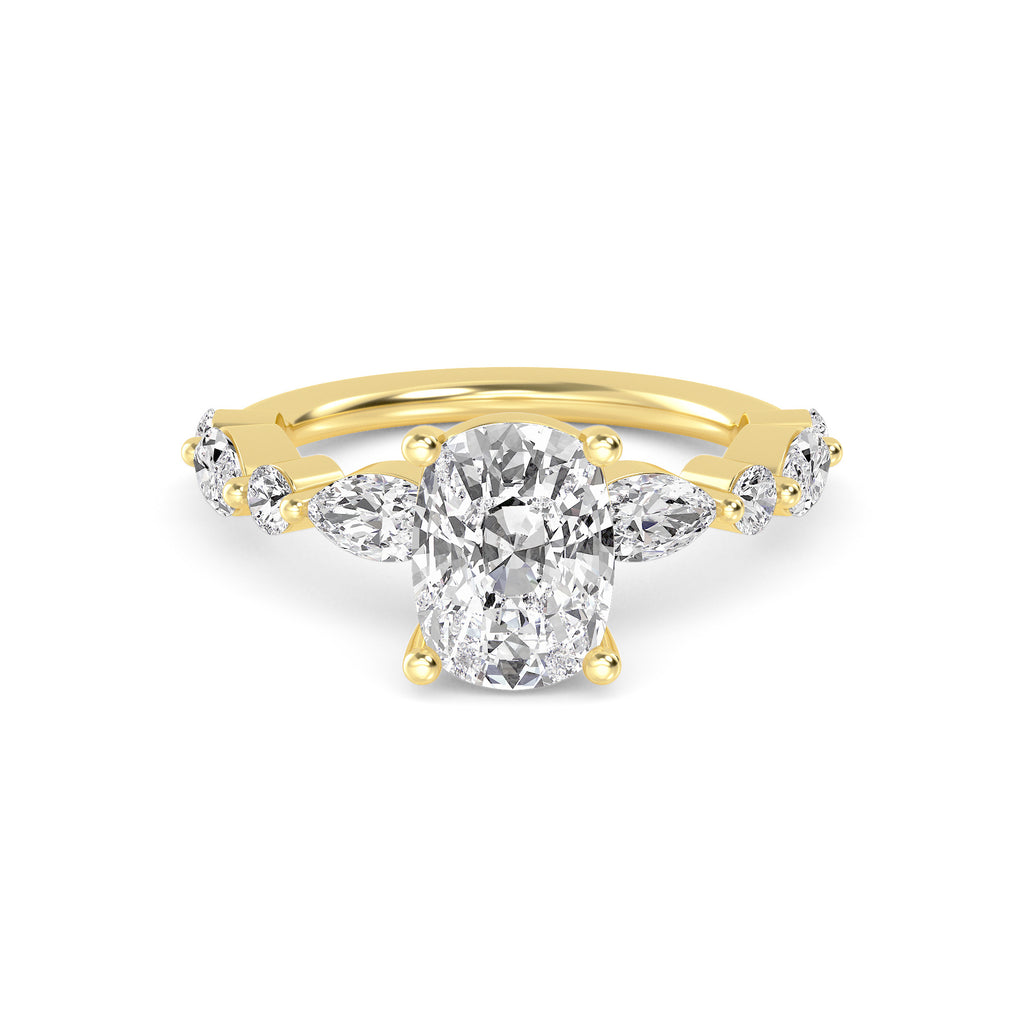 Noelle Engagement Ring - cushion yellow gold product-only view