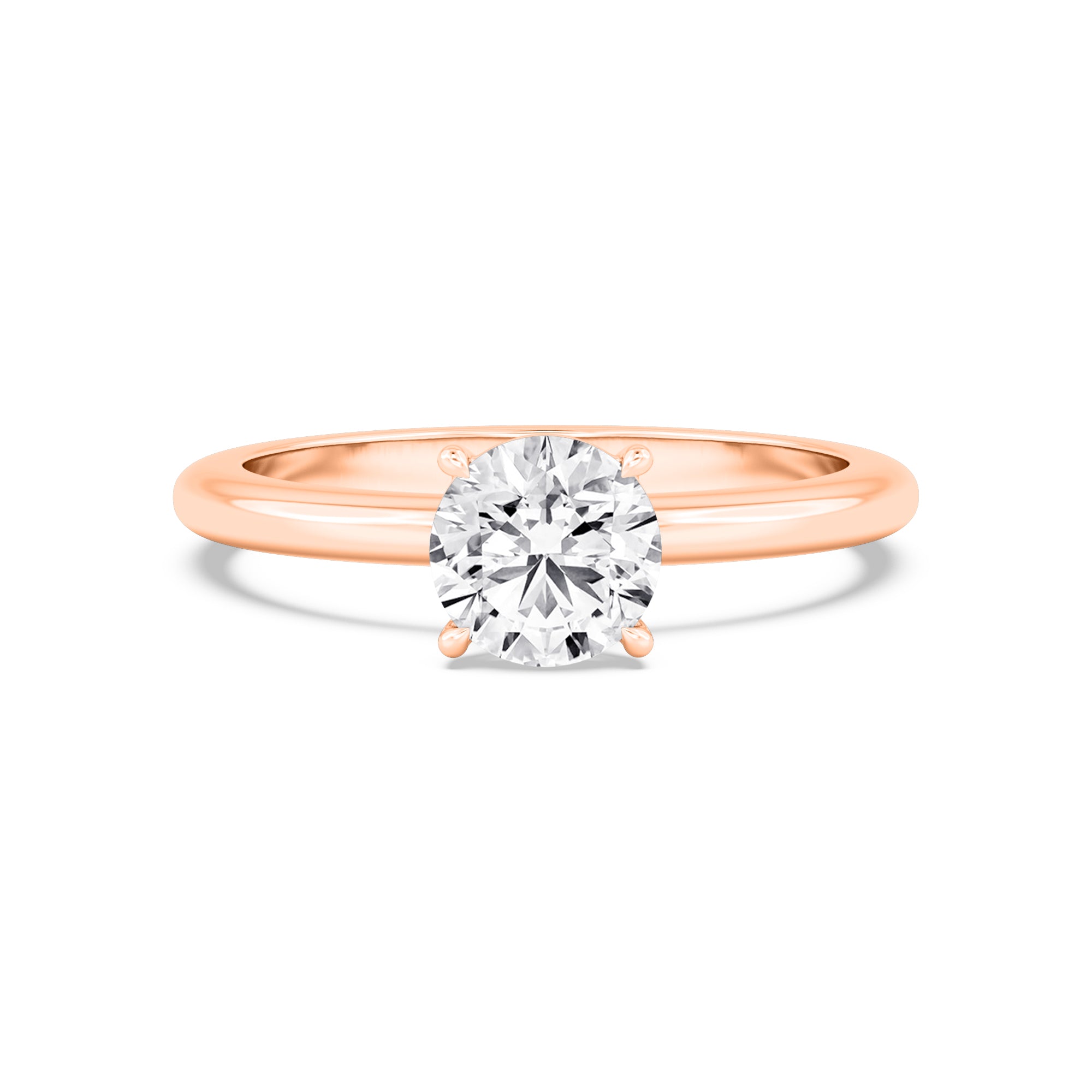 Classic Round Halo Engagement Ring - rose gold - front view