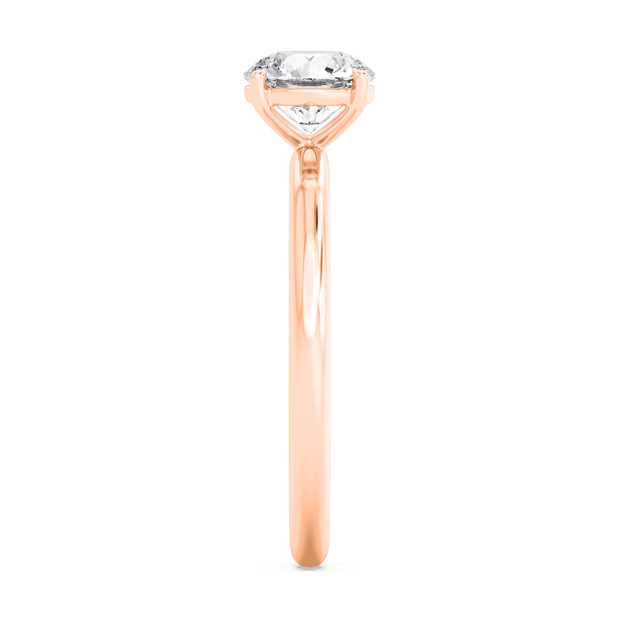 Classic Round Halo Engagement Ring - rose gold - side/angle view