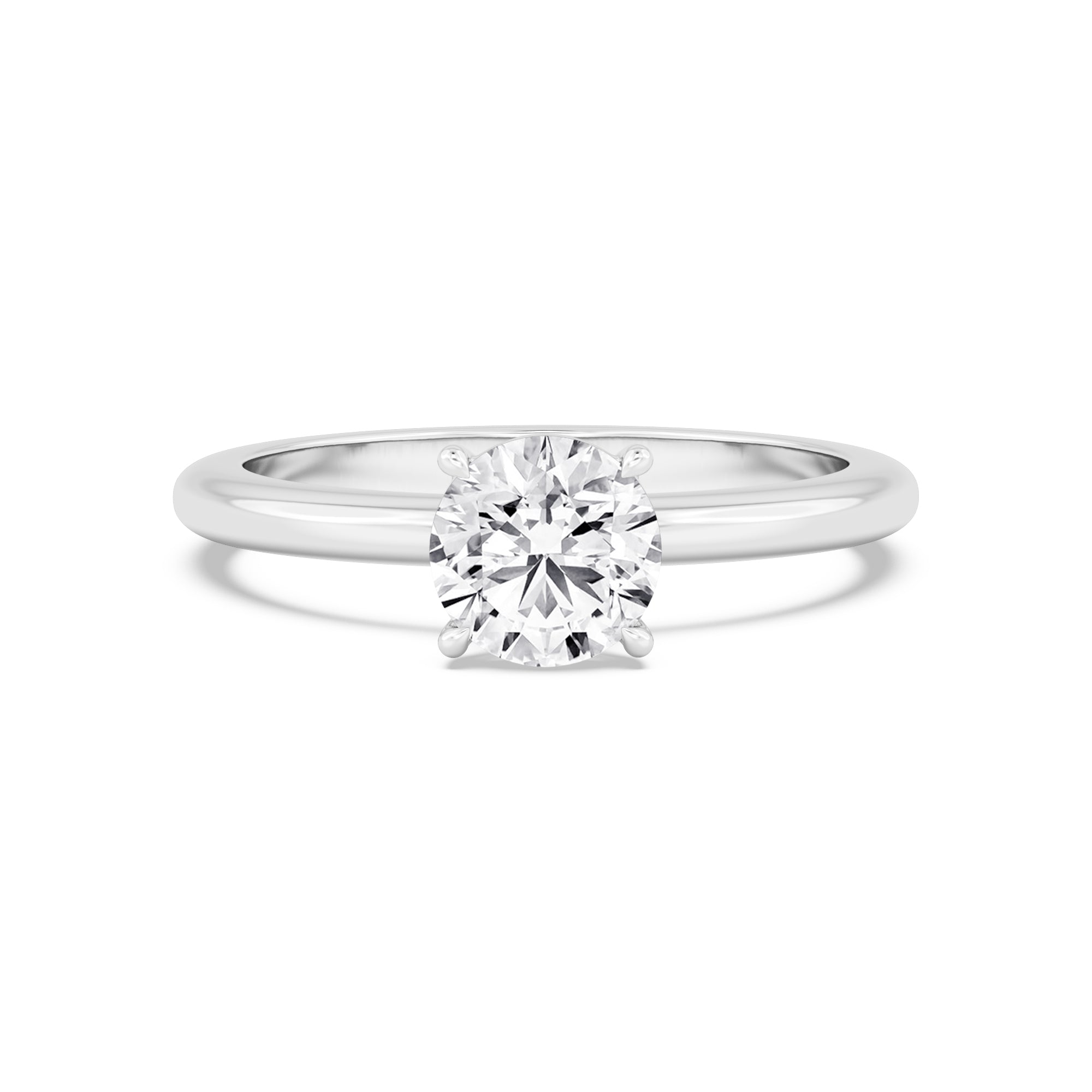 Classic Round Halo Engagement Ring - white gold - front view