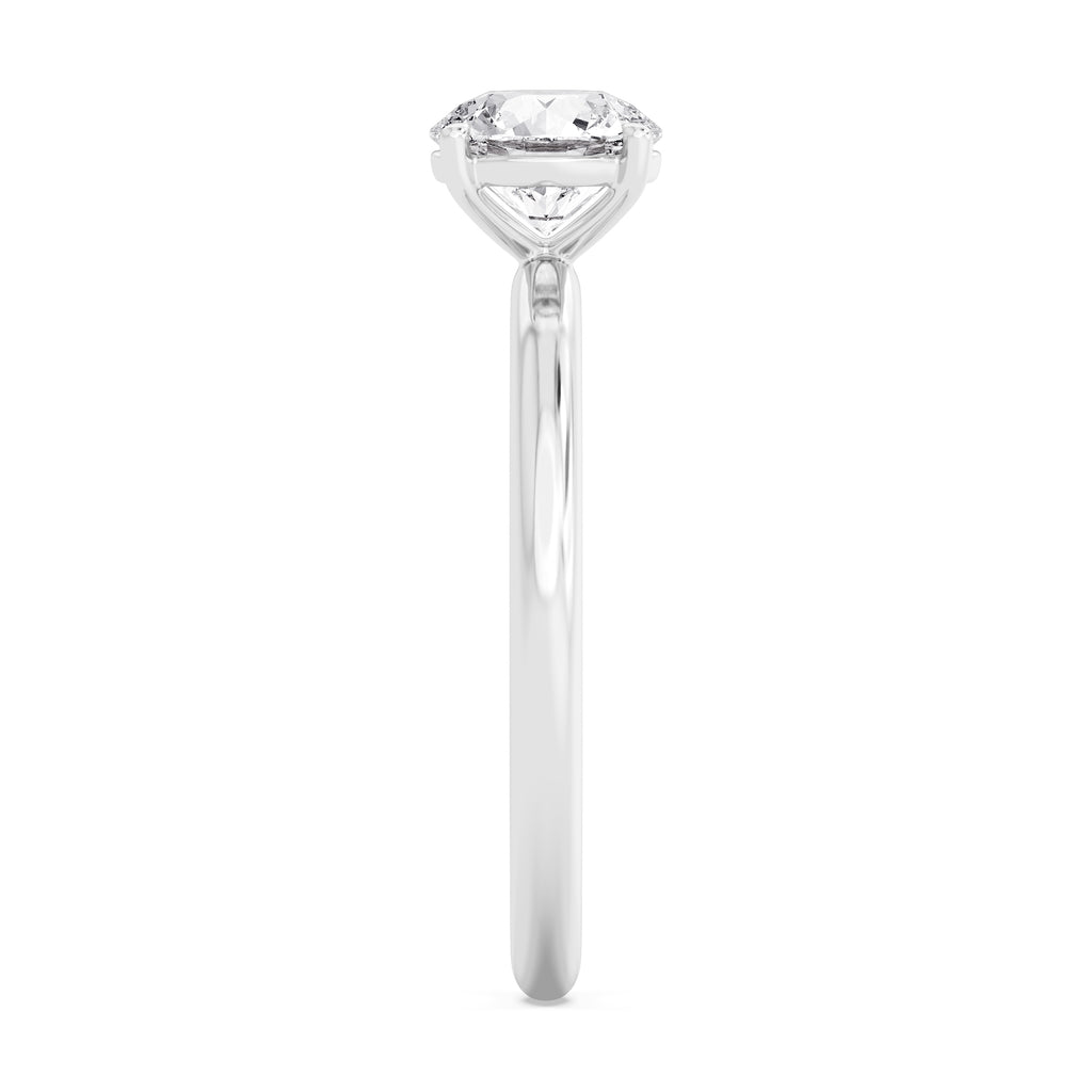 Classic Round Halo Engagement Ring - white gold - side/angle view