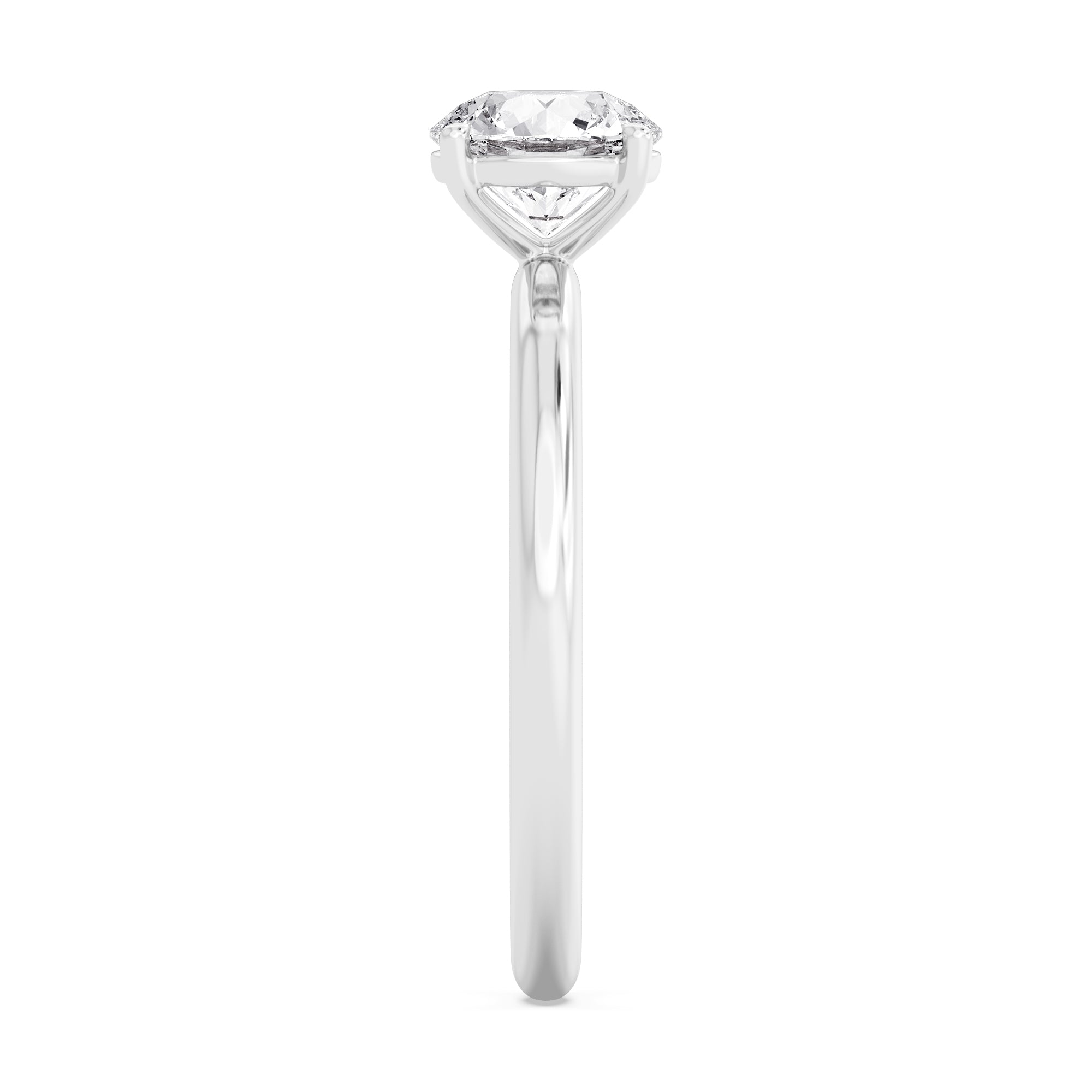 Classic Round Halo Engagement Ring - white gold - side/angle view