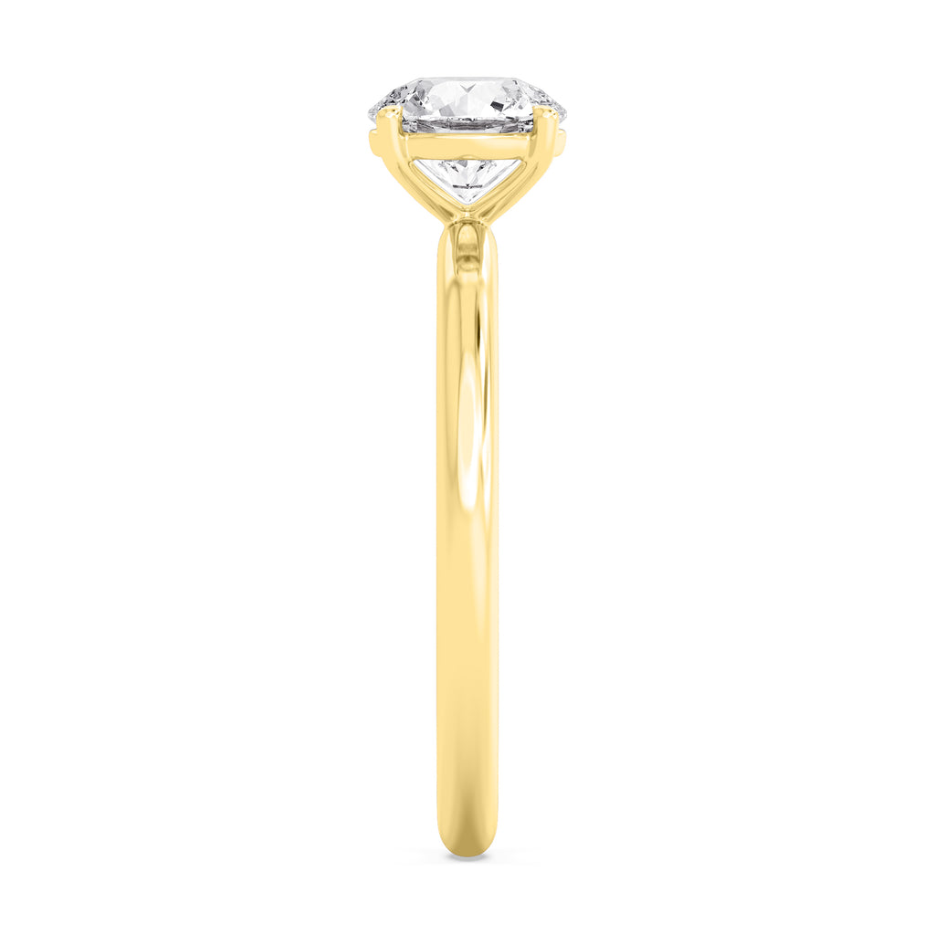 Classic Round Halo Engagement Ring - yellow gold - side/angle view