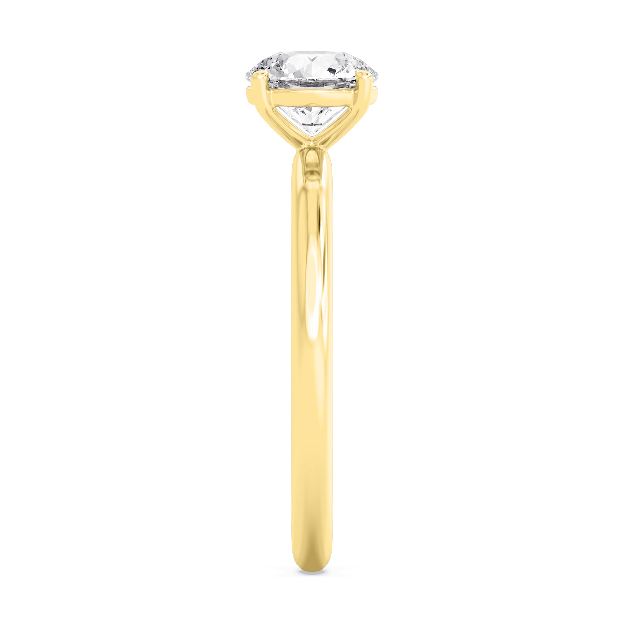 Classic Round Halo Engagement Ring - yellow gold - side/angle view