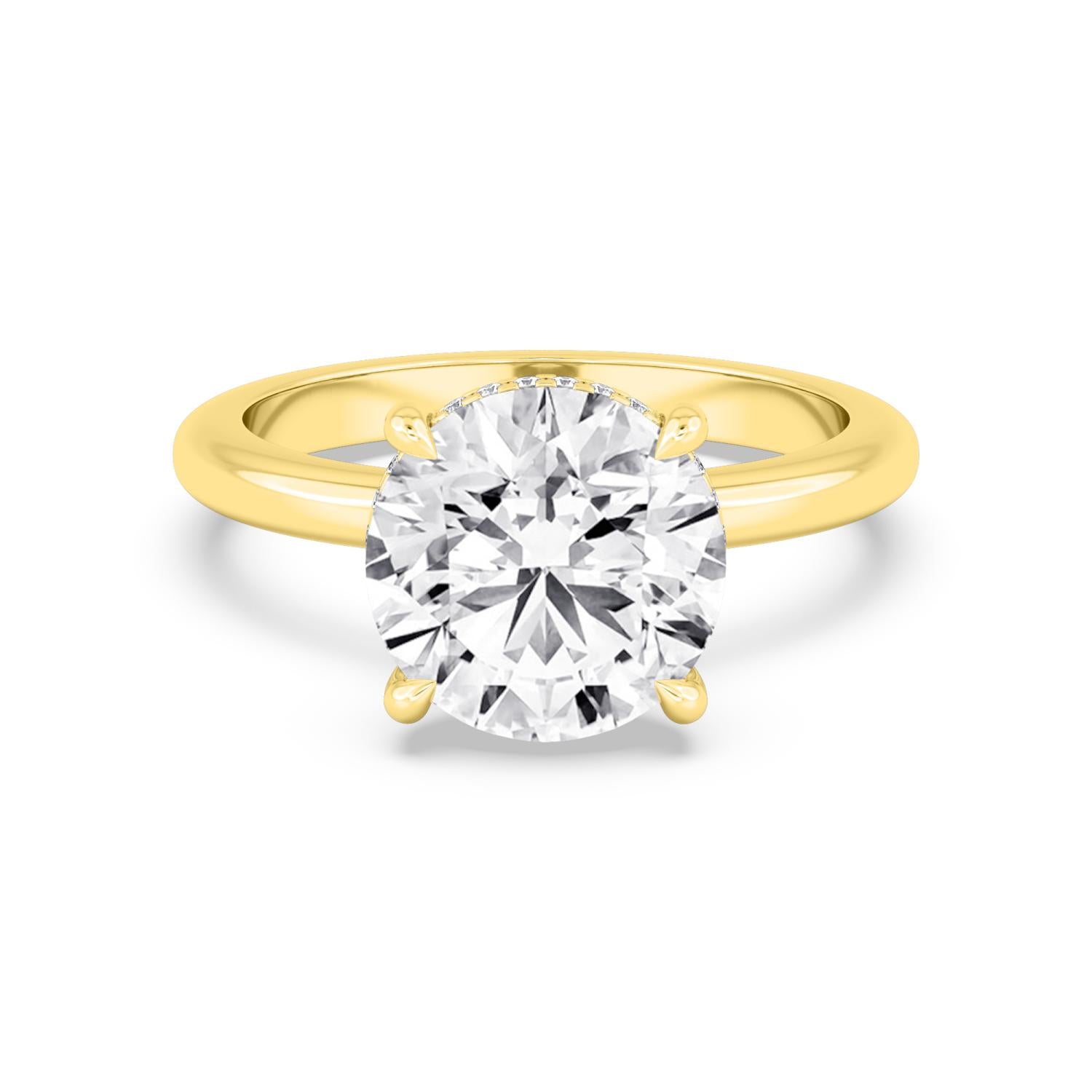 Classic Round Halo Engagement Ring - yellow gold - front view