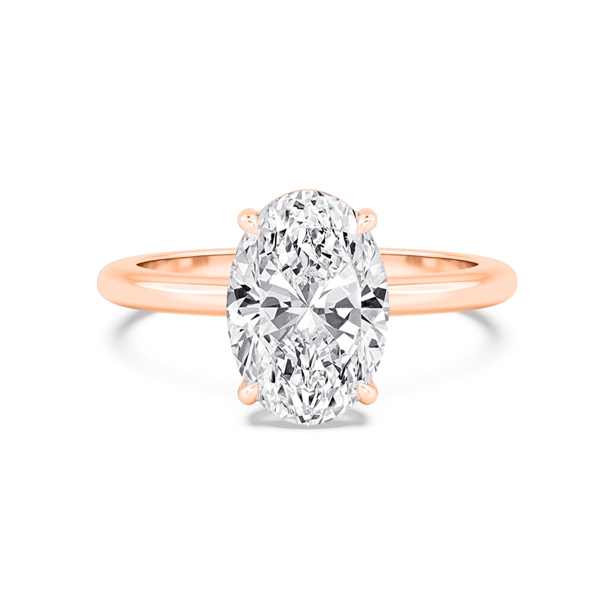 Classic Oval Halo Engagement Ring - rose gold - front view