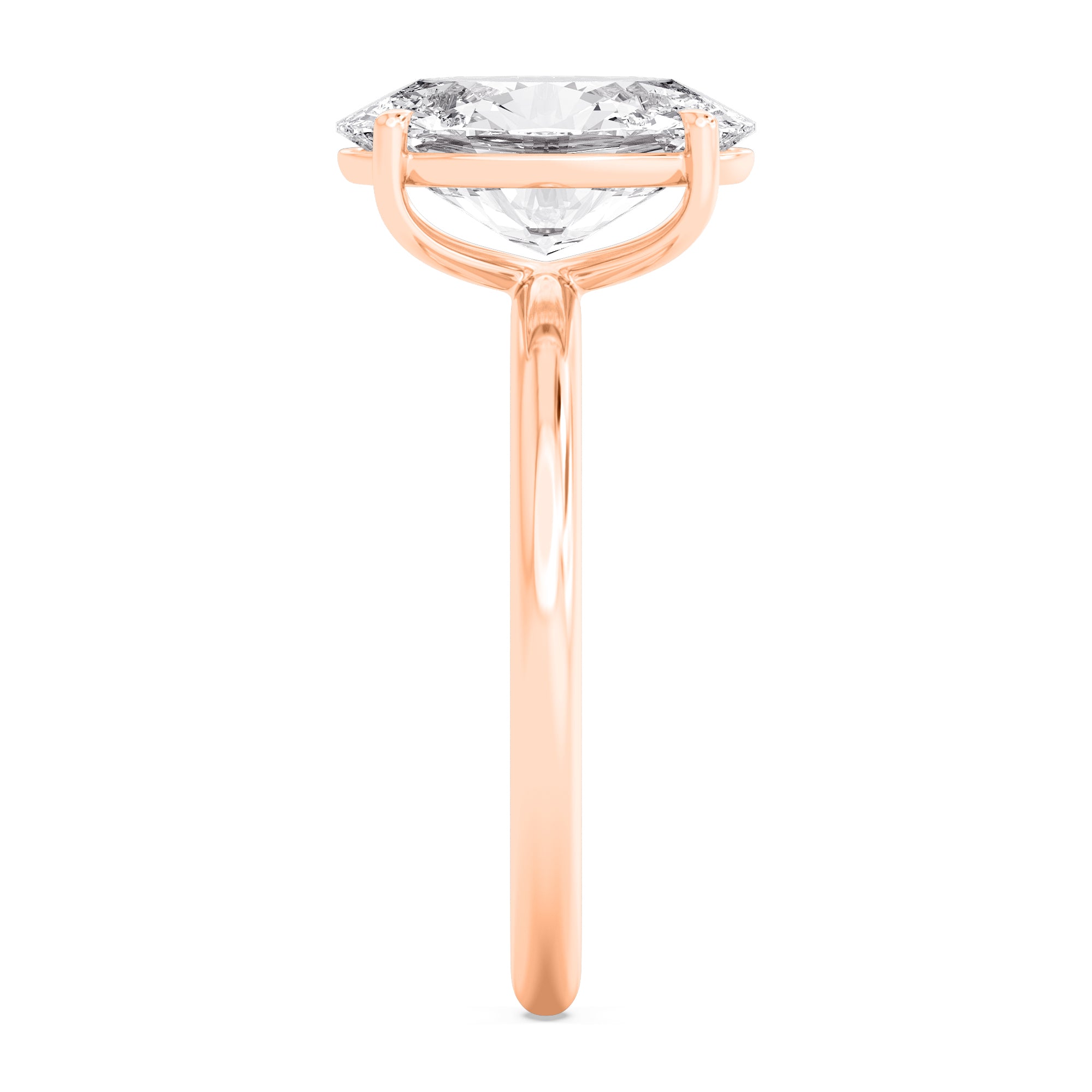 Classic Oval Halo Engagement Ring - rose gold - side/angle view