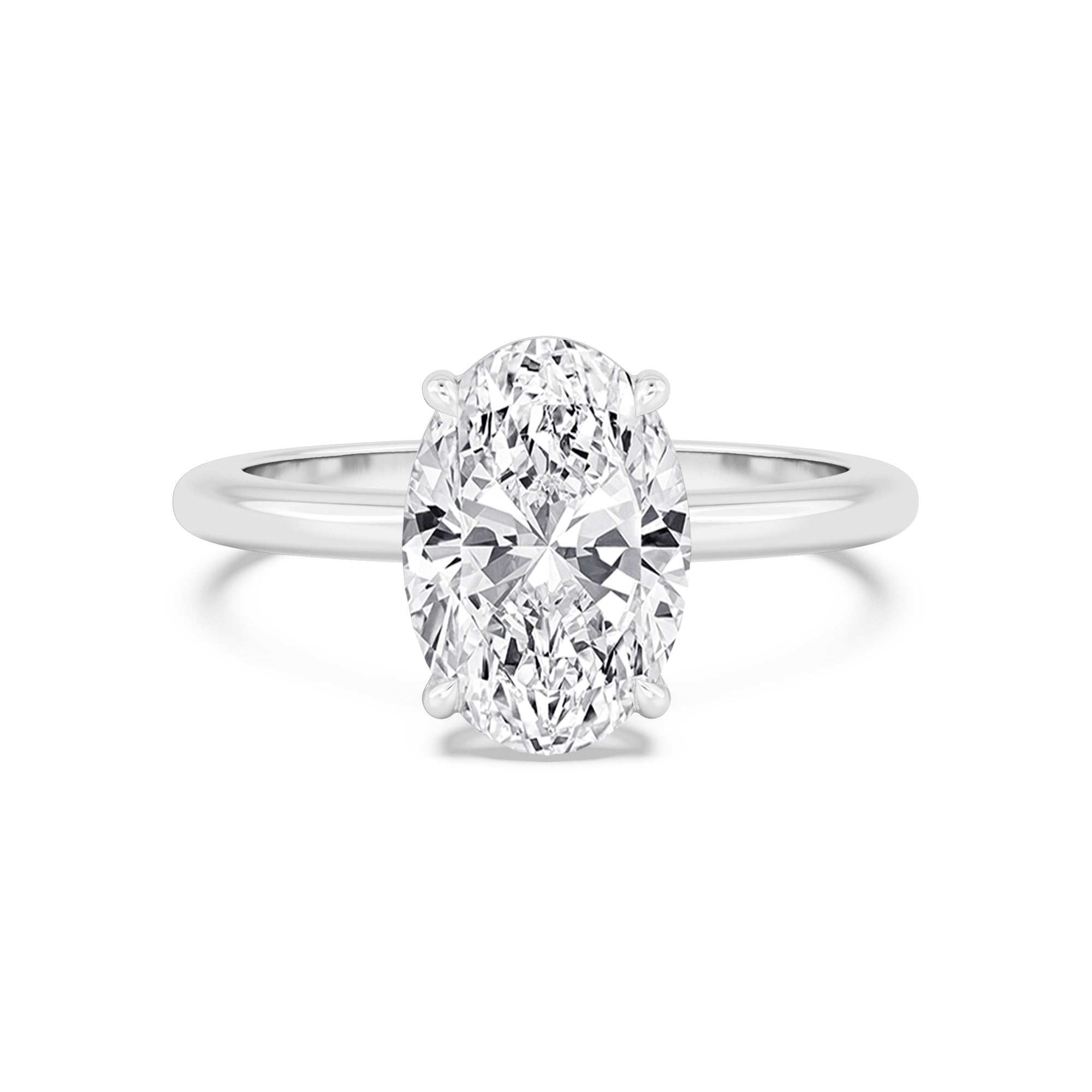 Classic Oval Halo Engagement Ring - white gold - front view