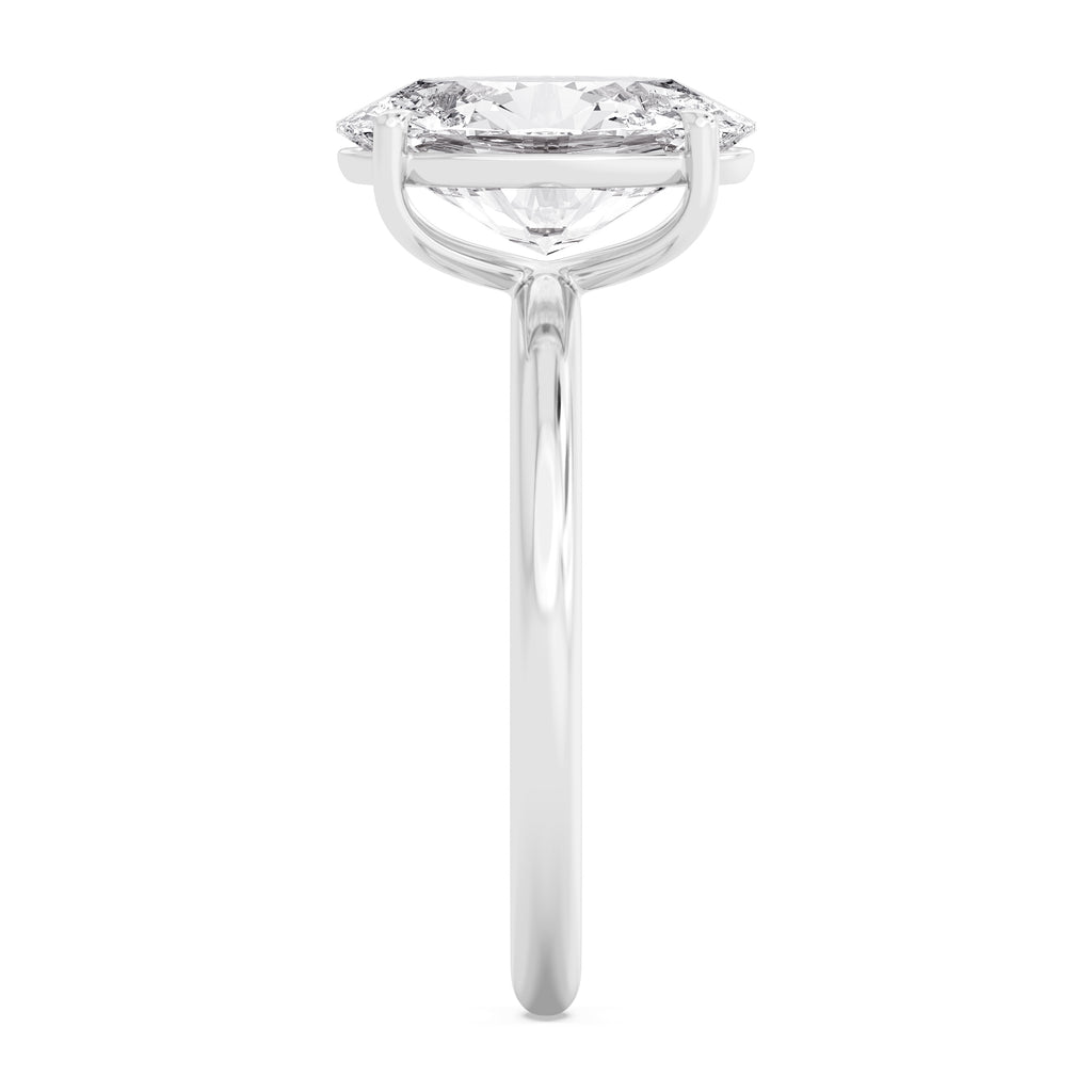 Classic Oval Halo Engagement Ring - white gold - side/angle view