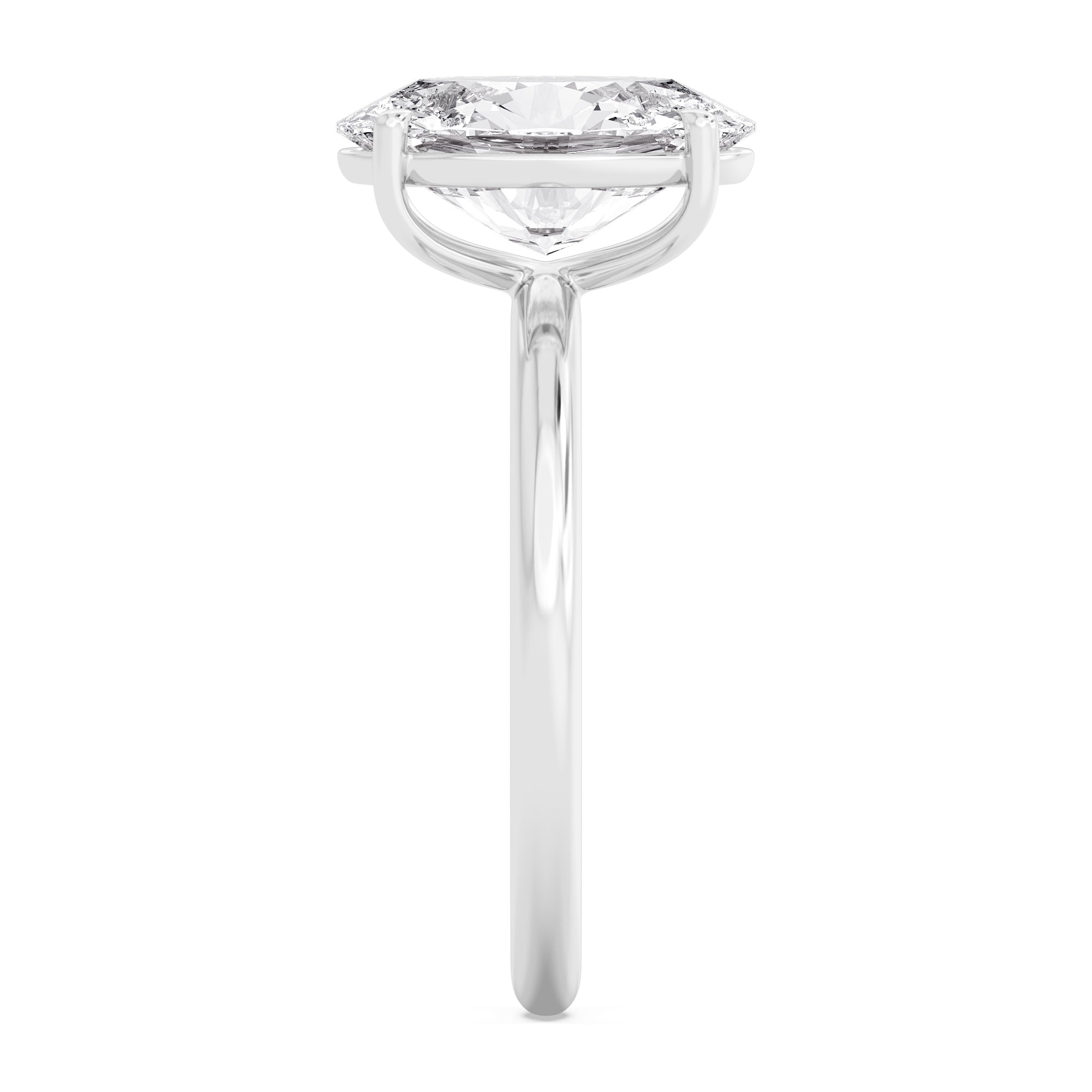 Classic Oval Halo Engagement Ring - white gold - side/angle view