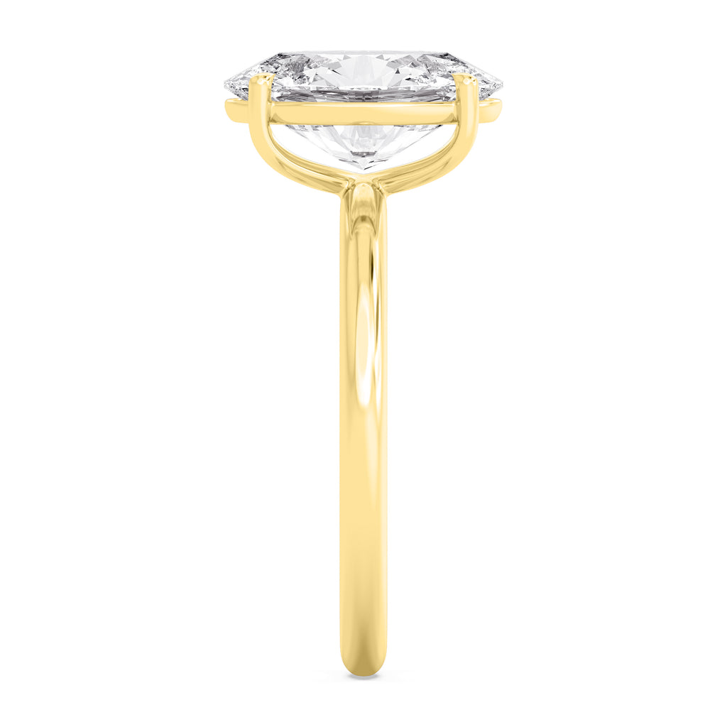Classic Oval Halo Engagement Ring - yellow gold - side/angle view