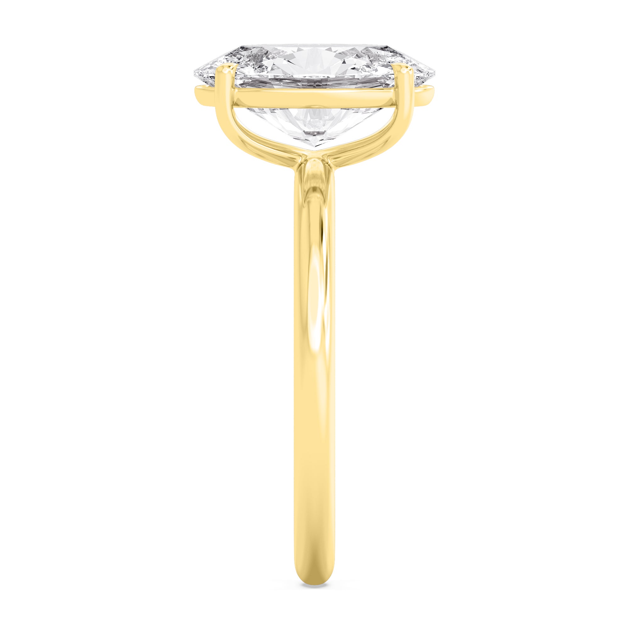 Classic Oval Halo Engagement Ring - yellow gold - side/angle view