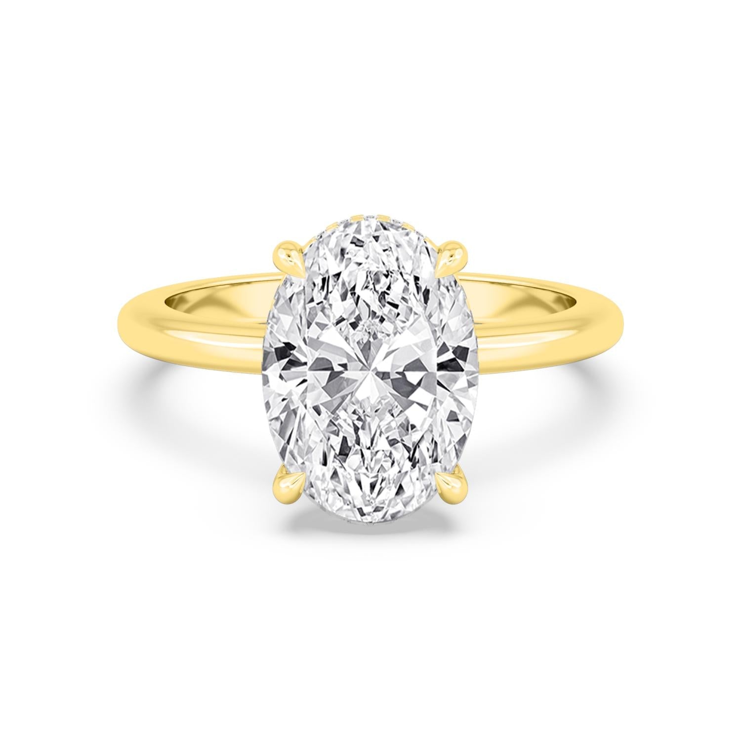 3ct Hidden Halo Lab Diamond Ring in Yellow Gold - Oval product image 1