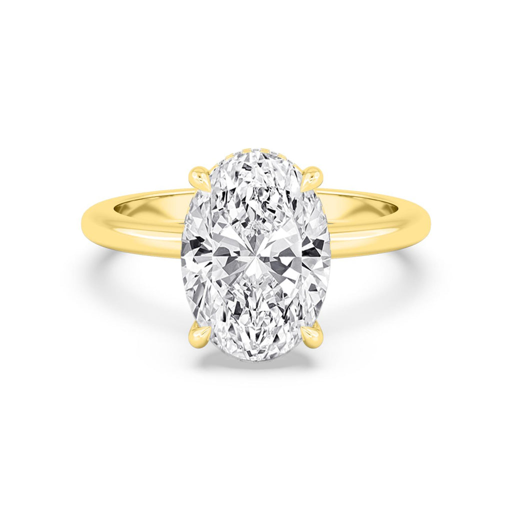 Classic Oval Halo Engagement Ring - yellow gold - front view