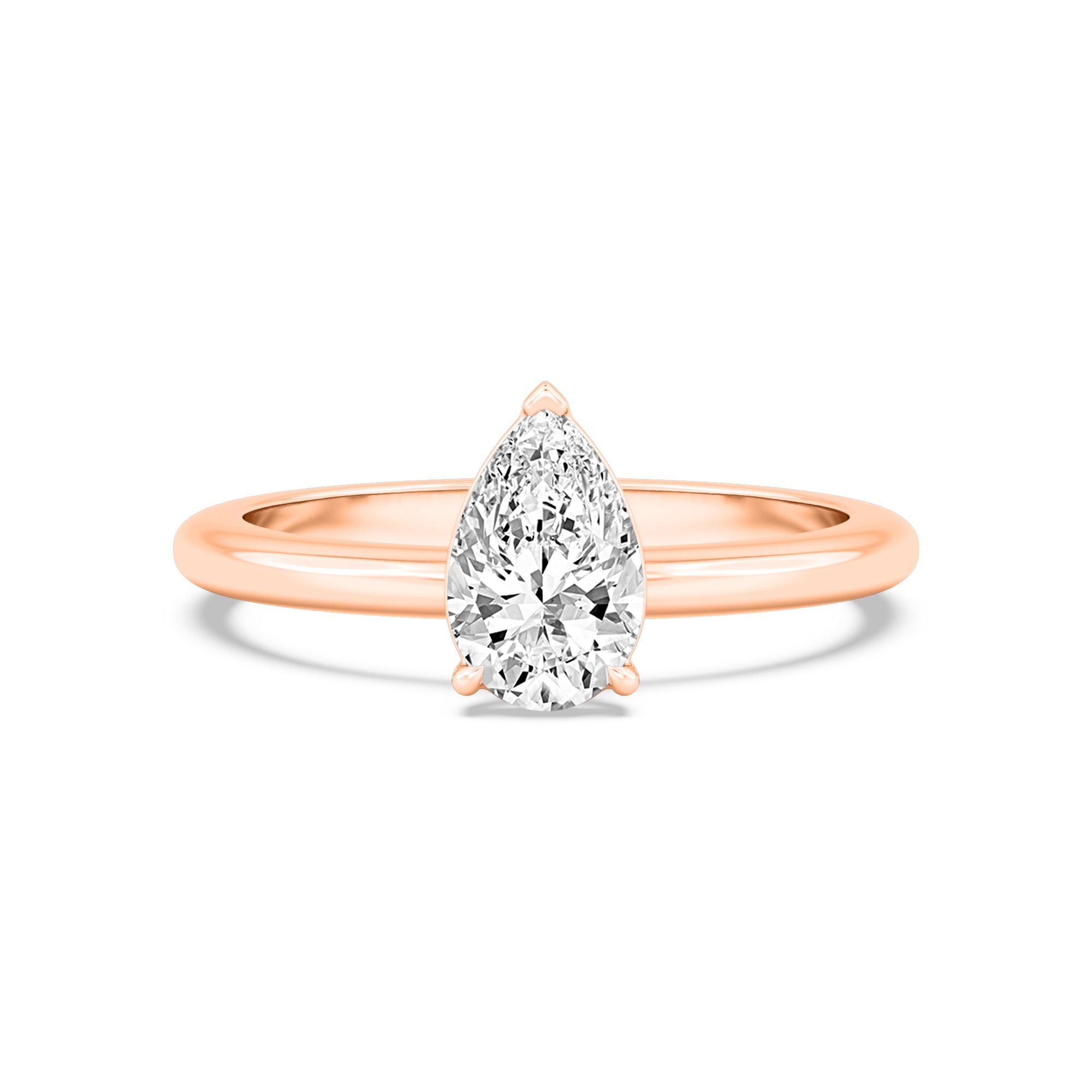 Classic Pear Halo Engagement Ring - rose gold - front view