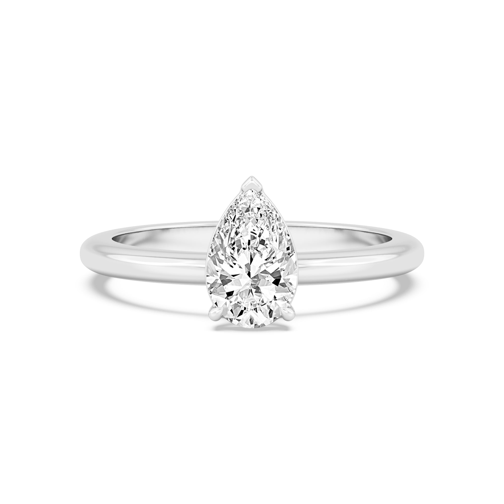 Classic Pear Halo Engagement Ring - white gold - front view