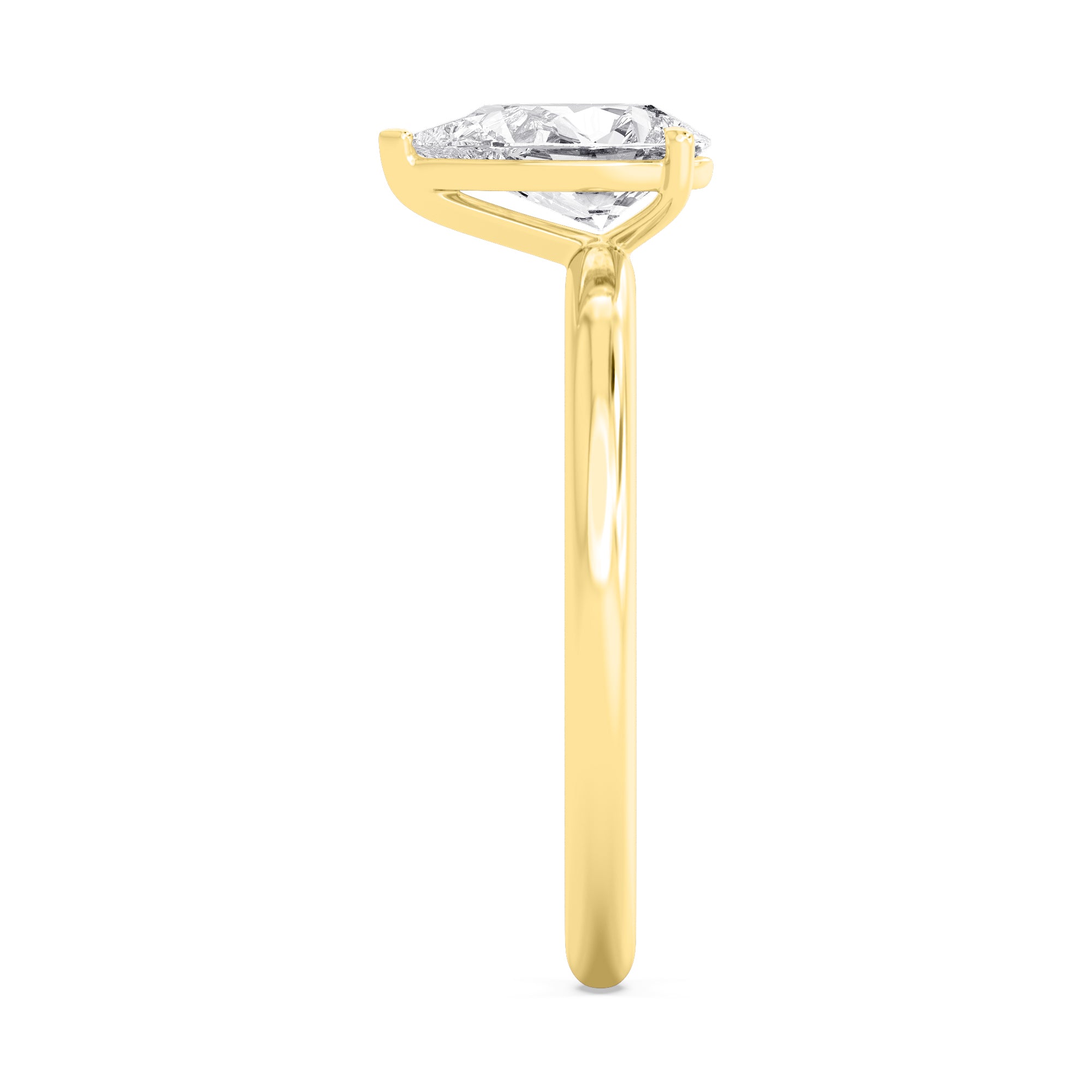Classic Pear Halo Engagement Ring - yellow gold - side/angle view