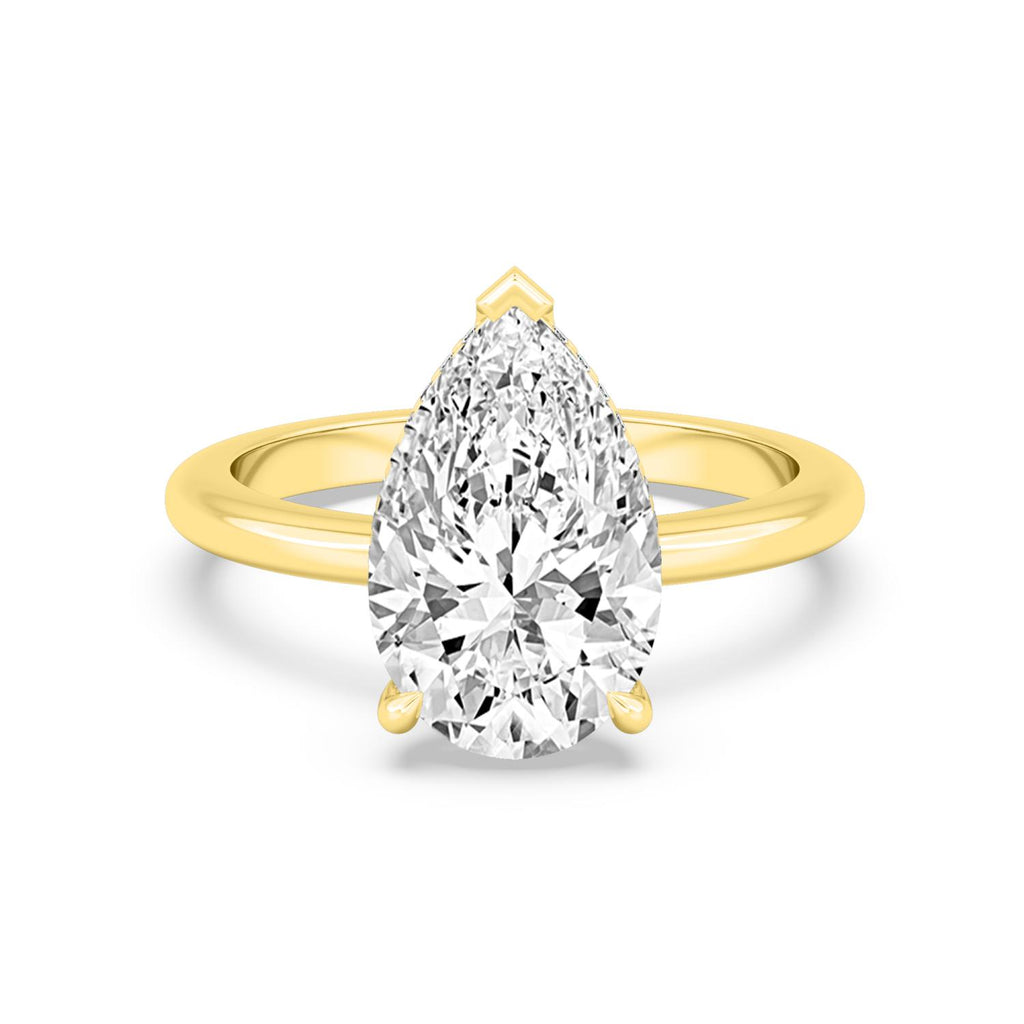 Classic Pear Halo Engagement Ring - yellow gold - front view