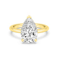 Classic Pear Halo Engagement Ring - yellow gold - front view