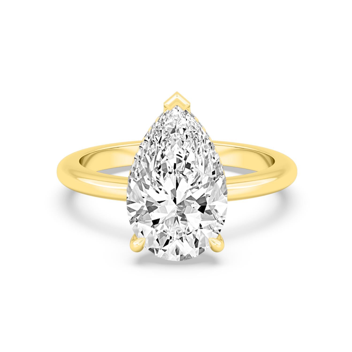 Classic Pear Halo Engagement Ring - yellow gold - front view