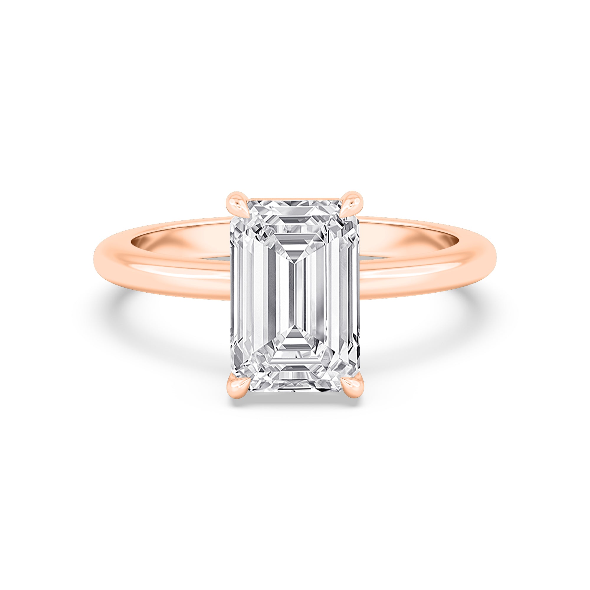 Classic Radiant Halo Engagement Ring - rose gold - front view