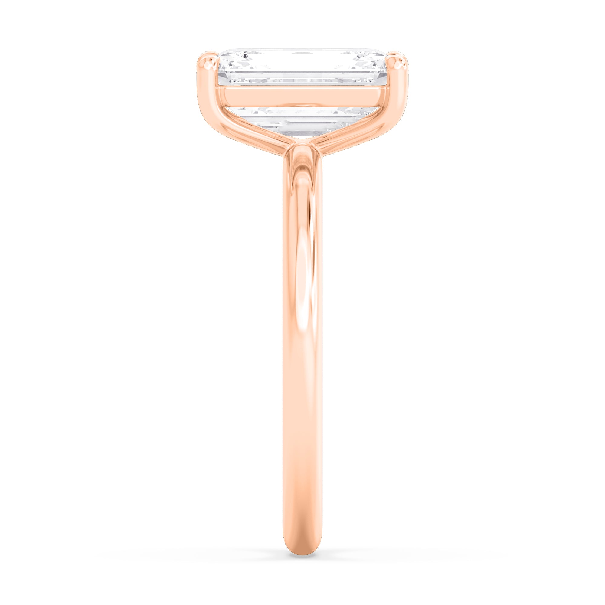Classic Radiant Halo Engagement Ring - rose gold - side/angle view
