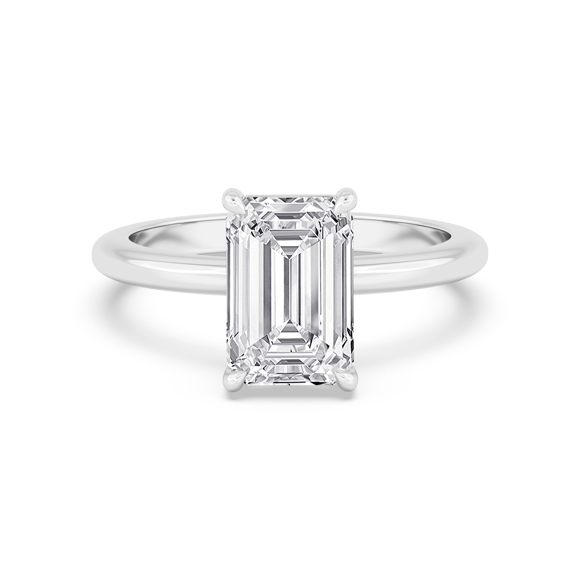 Classic Radiant Halo Engagement Ring - white gold - front view