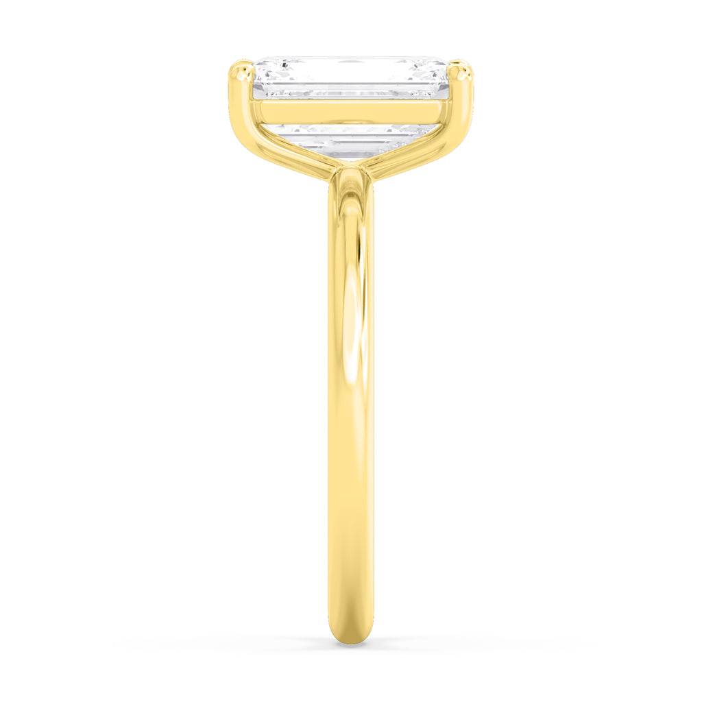 Classic Radiant Halo Engagement Ring - yellow gold - side/angle view