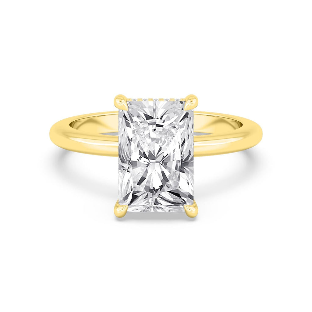3ct Hidden Halo Lab Diamond Ring in Yellow Gold - Radiant product image 1