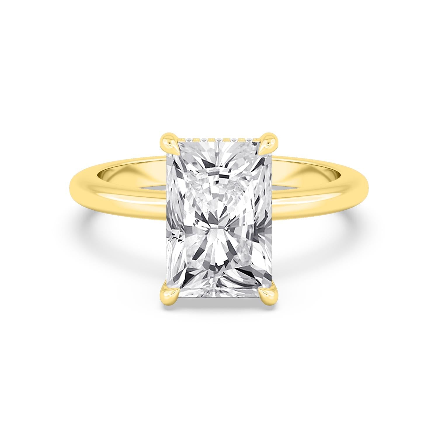 3ct Hidden Halo Lab Diamond Ring in Yellow Gold - Radiant product image 1