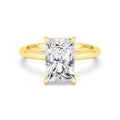 Classic Radiant Halo Engagement Ring - yellow gold - front view