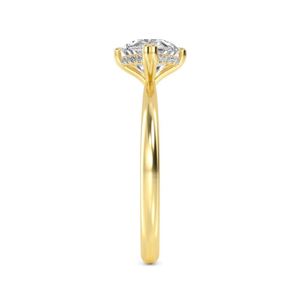 2.00ct Oval ring - yellow gold - side/angle view