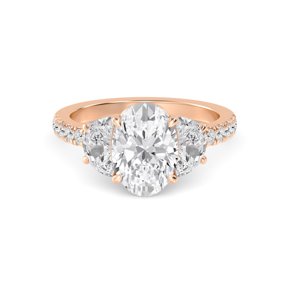 Bellissima Oval Grande Engagement Ring - rose gold - front view