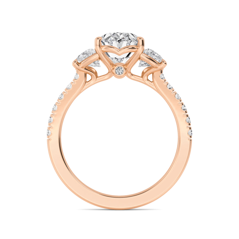 Bellissima Oval Grande Engagement Ring - rose gold - side profile view