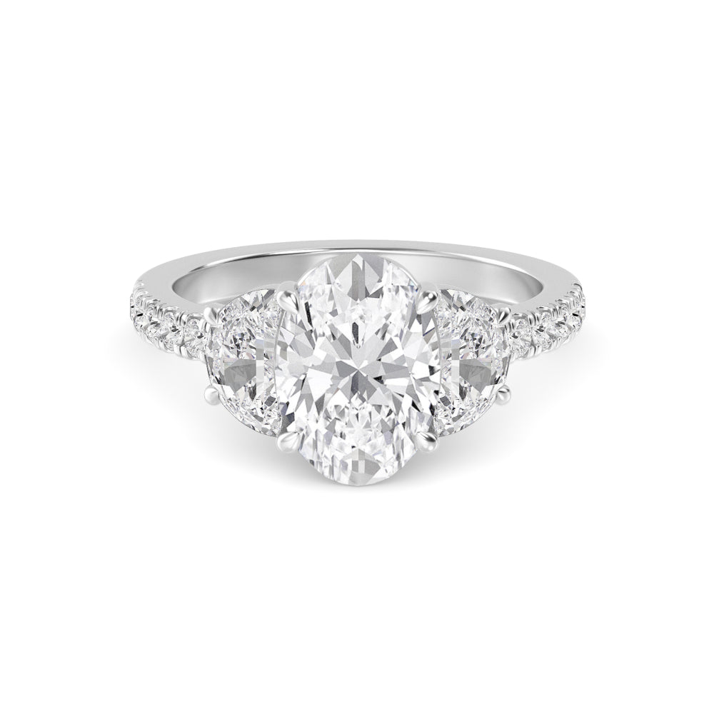 Bellissima Oval Grande Engagement Ring - white gold - front view