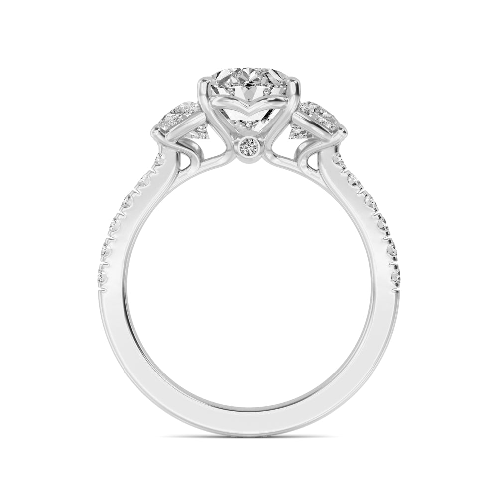 Bellissima Oval Grande Engagement Ring - white gold - side profile view