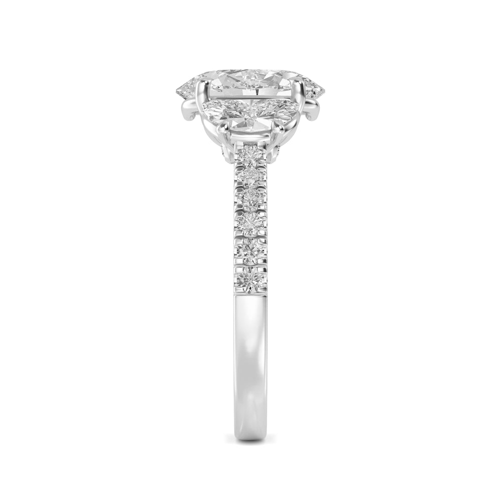 Bellissima Oval Grande Engagement Ring - white gold - side gallery view