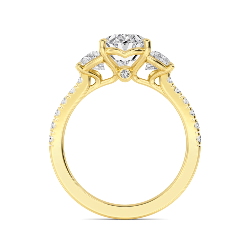 Bellissima Oval Grande Engagement Ring - yellow gold - side profile view