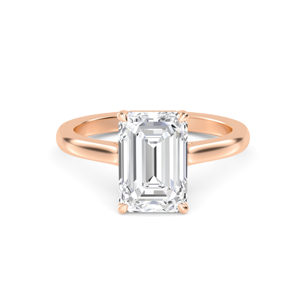 Emerald Solitaire Engagement Ring - rose gold - front view