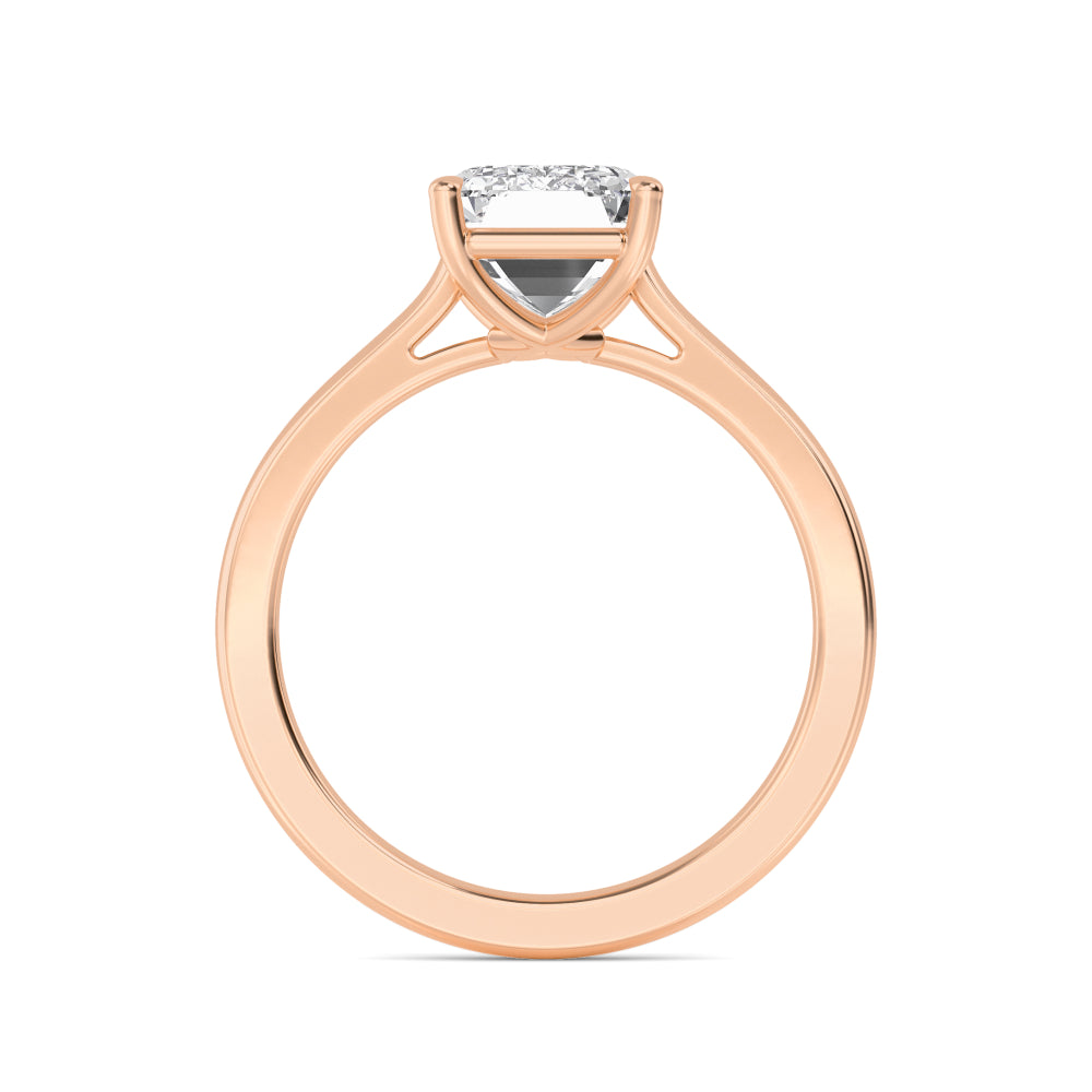 Emerald Solitaire Engagement Ring - rose gold - side profile view