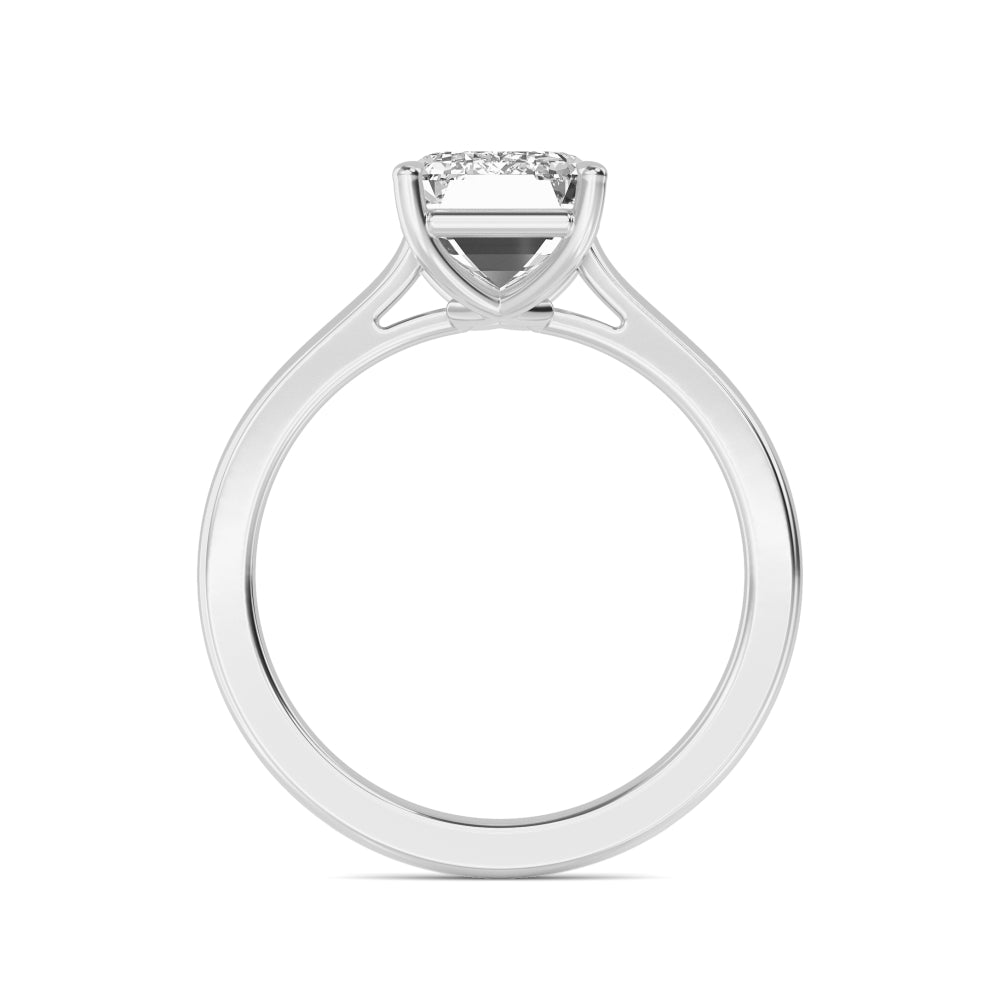 Emerald Solitaire Engagement Ring - white gold - side profile view