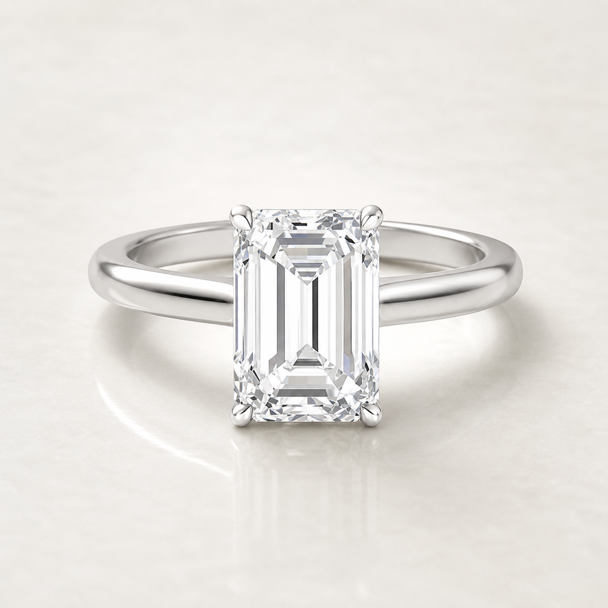 Emerald Solitaire Engagement Ring - SJR60488EM white gold product-only view
