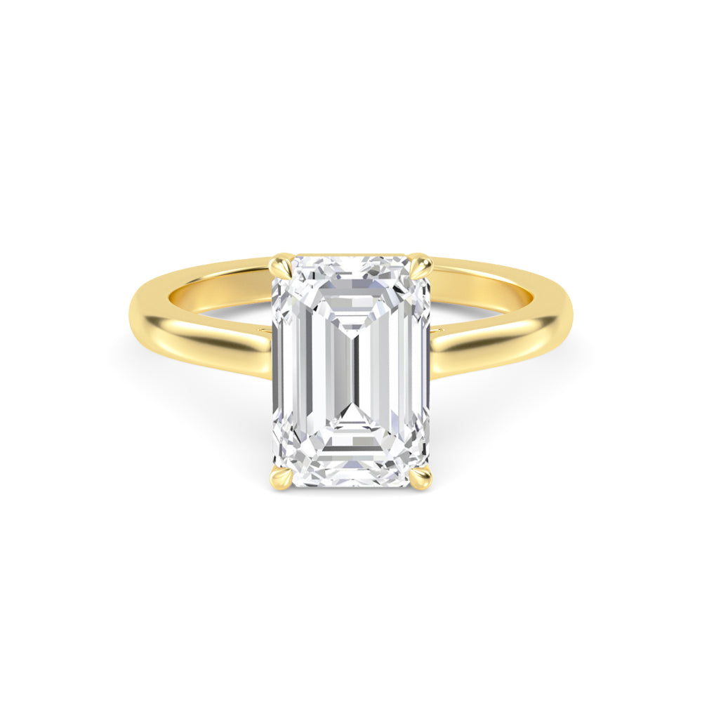 Emerald Solitaire Engagement Ring - yellow gold - front view