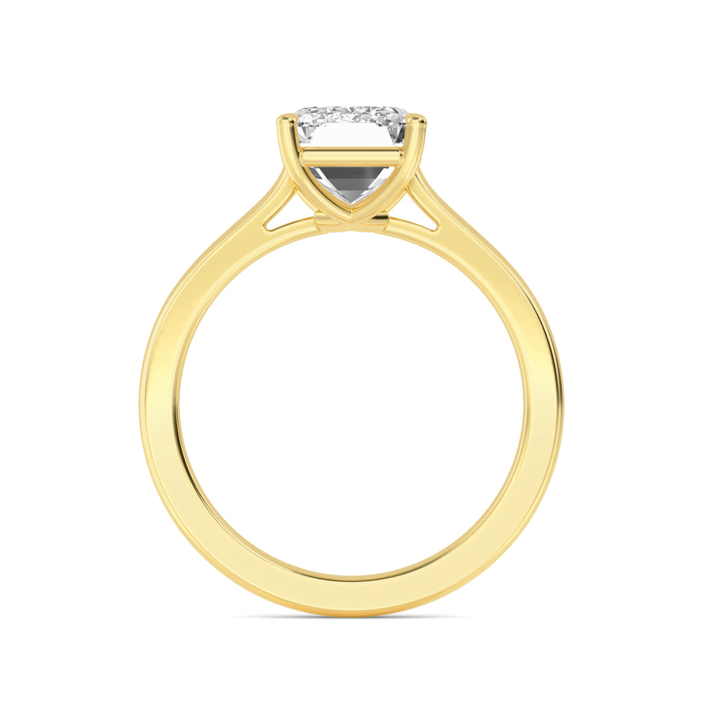 Emerald Solitaire Engagement Ring - yellow gold - side profile view