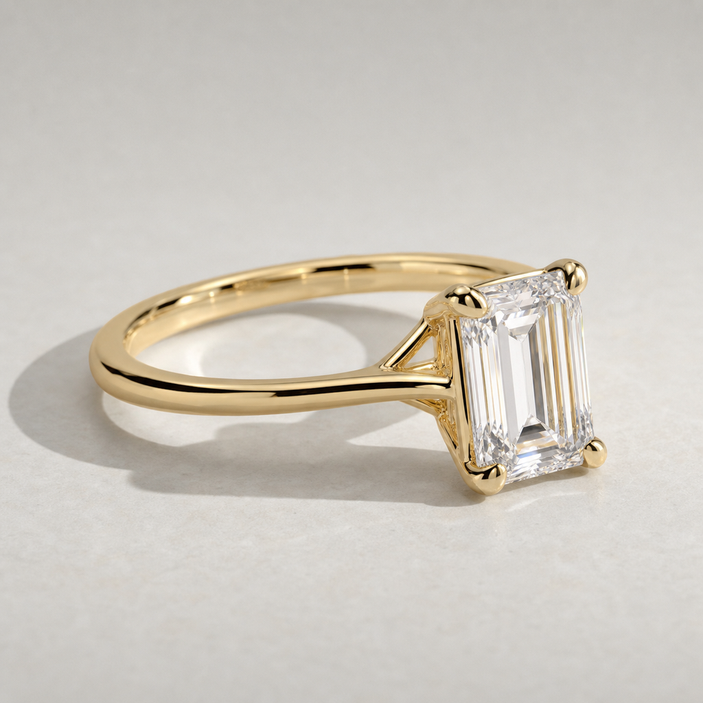 Emerald Solitaire Engagement Ring - SJR60488EM yellow gold product-only view