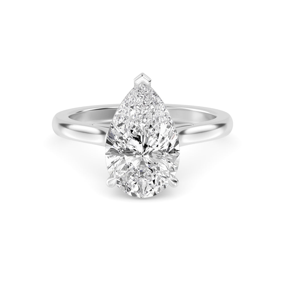 Pear Solitaire Engagement Ring - white gold - front view