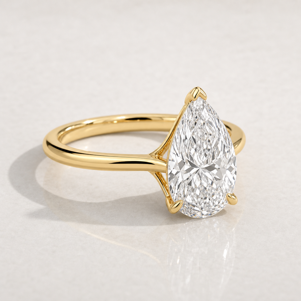 Pear Solitaire Engagement Ring - SJR60489PE yellow gold product-only view