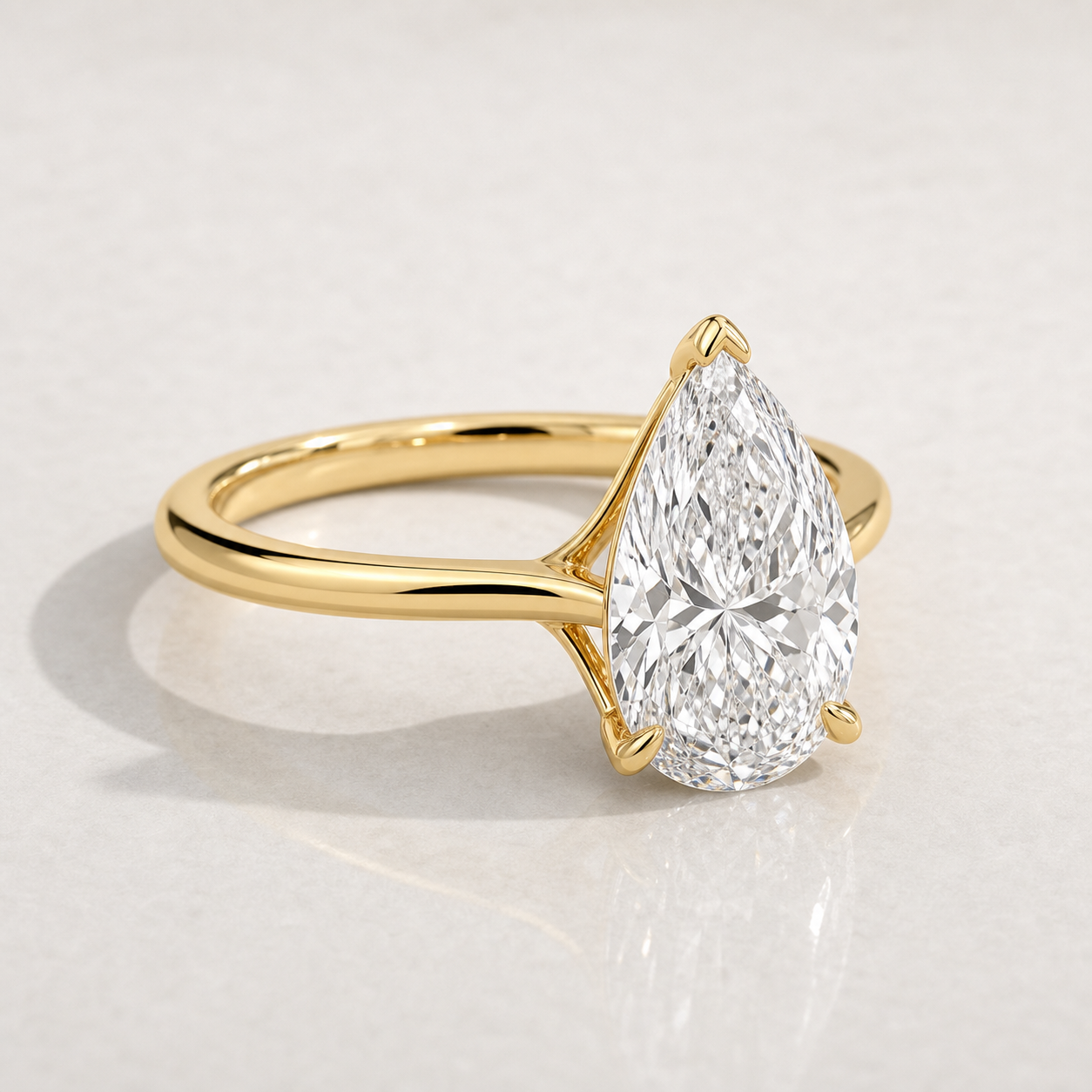 Pear Solitaire Engagement Ring - SJR60489PE yellow gold product-only view