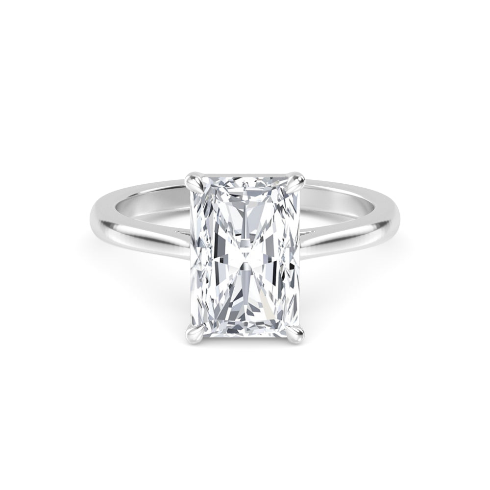 Radiant Solitaire Engagement Ring - white gold - front view